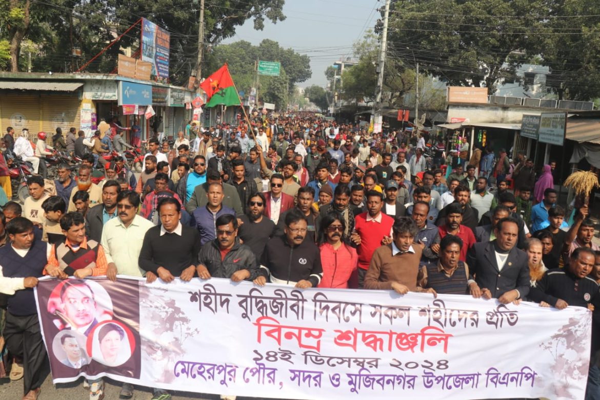 মেহেরপুরে শহীদ বুদ্ধিজীবী দিবসে বিএনপি নেতাকর্মীদের ঢল