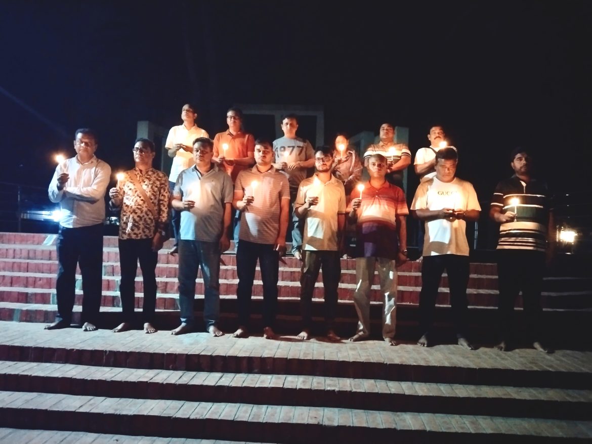 দর্শনায় অনির্বাণ থিয়েটারের মোমবাতি প্রজ্জলন