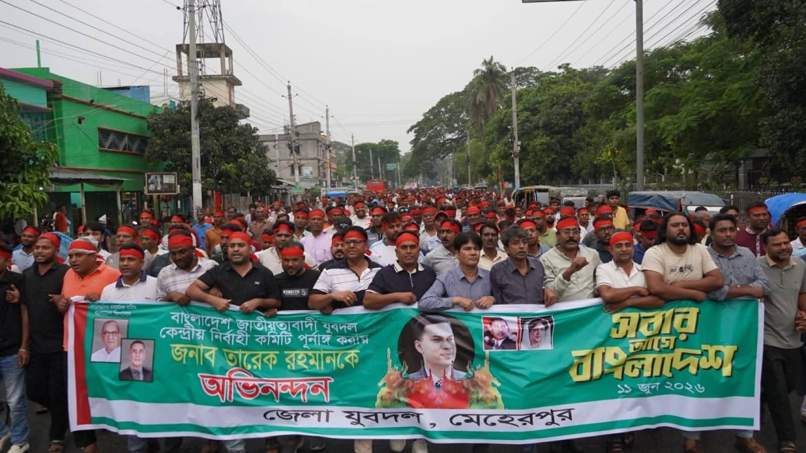 যুবদলের কেন্দ্রীয় পূর্ণাঙ্গ কমিটি ঘোষণায় মেহেরপুরে আনন্দ মিছিল